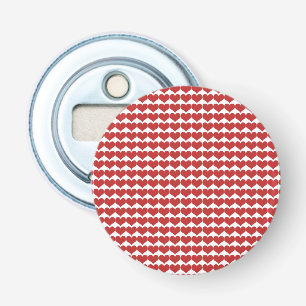 Red Cute Hearts Pattern Button Bottle Opener