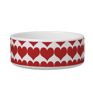 Red Cute Hearts Pattern Cat Bowl