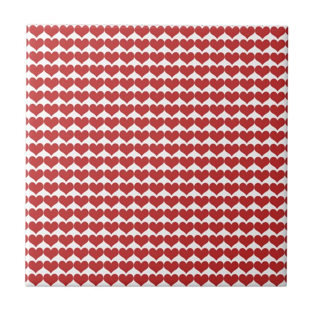 Red Cute Hearts Pattern Tile (Front)