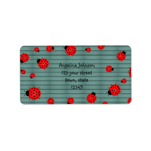 Red Cute Ladybugs Address Label