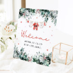 Red Cute Santa Baby Christmas Shower Welcome Sign<br><div class="desc">The Red Cute Santa Baby Christmas Shower Welcome Sign adds a warm, festive greeting to your holiday baby shower! With a cheerful red background, delicate snowflakes, and charming Santa-inspired baby clothes, this sign sets the perfect holiday tone for welcoming guests. It’s an adorable way to start your celebration, adding a...</div>