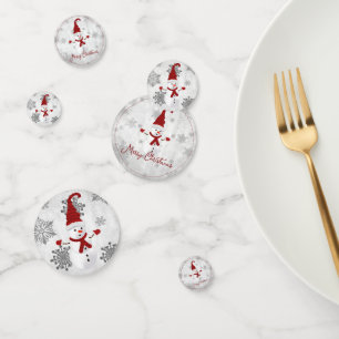 Red Cute Snowman Table Confetti