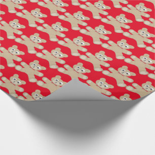 Red Cute Teddy Bear Pattern Wrapping Paper