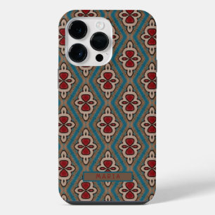 Red Cyan Copper Azulejos Tile Elegance Name iPhone 14 Pro Max Case