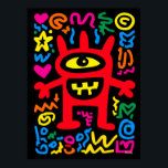 Red Cyclops Alien – Funky Neon Pop Art Monster Poster<br><div class="desc">The Red Cyclops Alien radiates funky neon energy! With one glowing eye and a mischievous grin,  this pop art monster is the perfect quirky companion for vibrant and playful walls.</div>