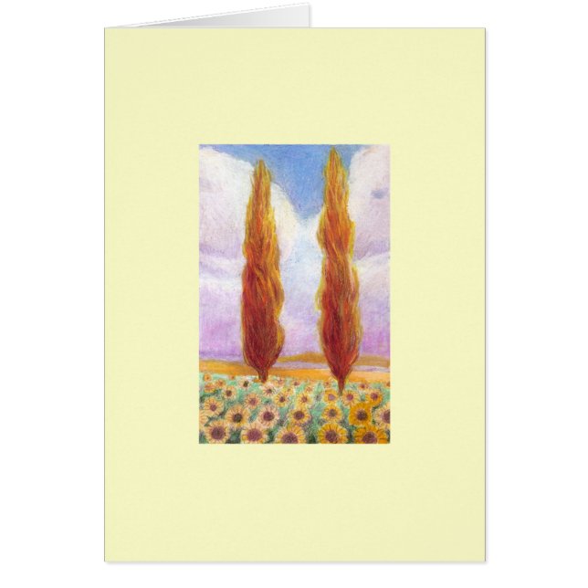 Red Cypresses in Sunflower Field (Front)
