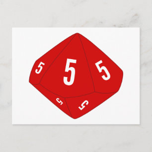 Red D10 Dice Table Number Postcard