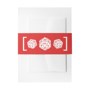 Red D20 Dice Gamer Wedding Belly Bands Invitation Belly Band