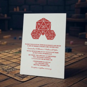 Red D20 Dice Wedding Invite