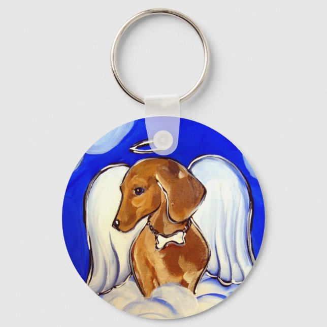Red Dachshund Angel Keychain (Front)