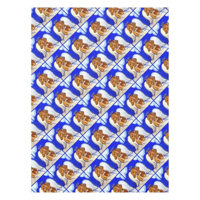 Red Dachshund Angel Tablecloth (Front)