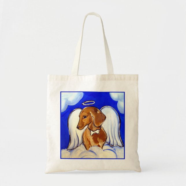 Red Dachshund Angel Tote Bag (Front)