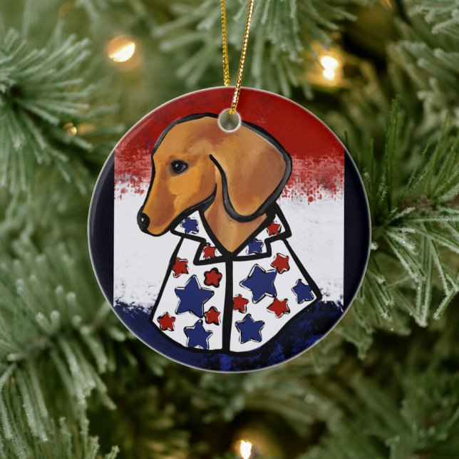 Red Dachshund     Ceramic Ornament (Tree)