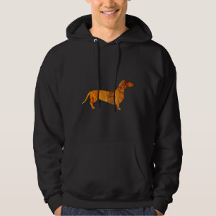 Red Dachshund Dog Breed Stone Look Fluid Art Hoodie