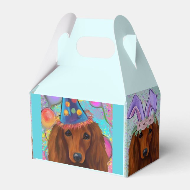 RED DACHSHUND              FAVOR BOX (Front Side)