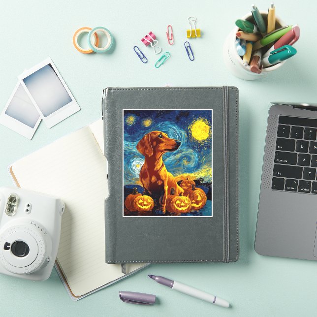 Red Dachshund of van gogh starry night halloween F (iPad Cover)
