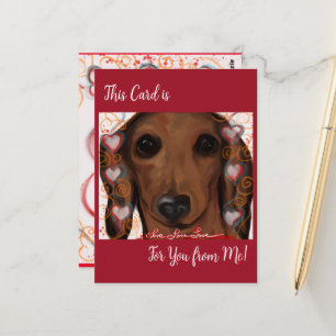 RED DACHSHUND           POSTCARD