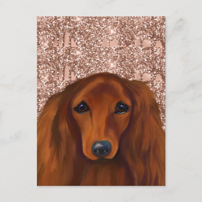 RED DACHSHUND             POSTCARD (Front)