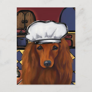 RED DACHSHUND POSTCARD