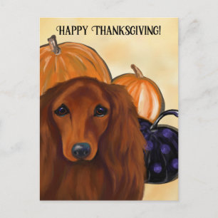 RED DACHSHUND               POSTCARD