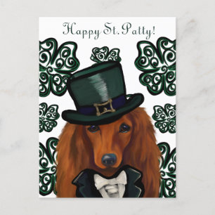 RED DACHSHUND            POSTCARD