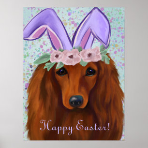 RED DACHSHUND            POSTER