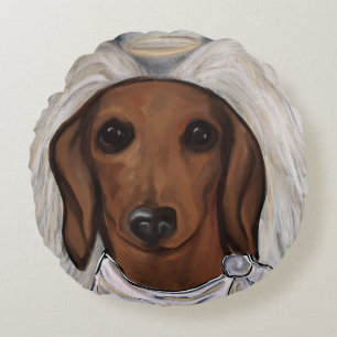 Red Dachshund Round Pillow