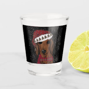 Red Dachshund Shot Glass