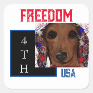 Red Dachshund Square Sticker
