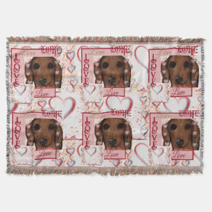 Red Dachshund Throw Blanket