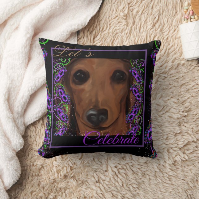 Red Dachshund     Throw Pillow (Blanket)