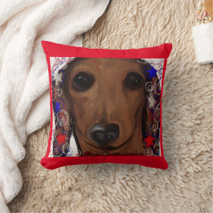Red Dachshund      Throw Pillow