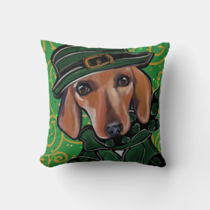 RED DACHSHUND  THROW PILLOW