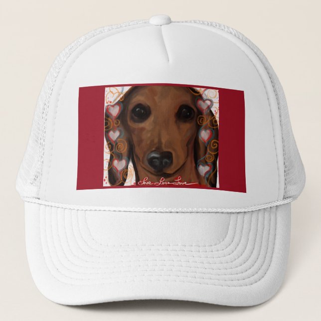 RED DACHSHUND            TRUCKER HAT (Front)
