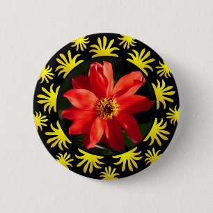 Red Dahlia (Bishop of Llandaff) - Bling 2 Inch Round Button