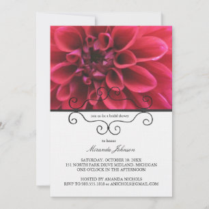Red Dahlia Bridal Shower Invitations