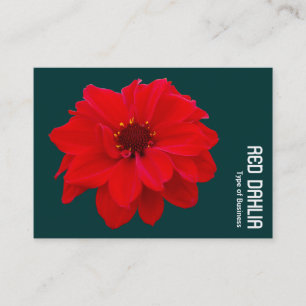 Red Dahlia - Dark Green Business Card