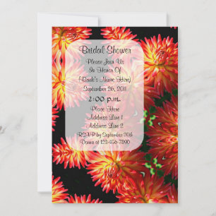 Red Dahlia Floral Art Bridal Shower  Invitation