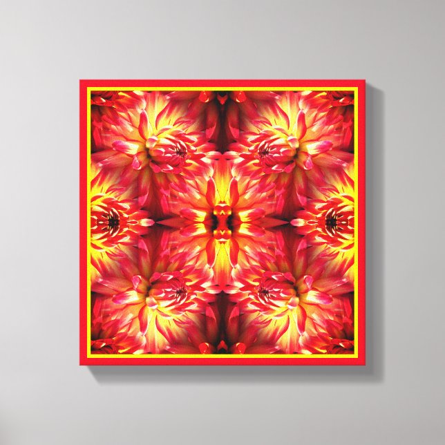 Red Dahlia Flower Abstract Nature  Canvas Print (Front)