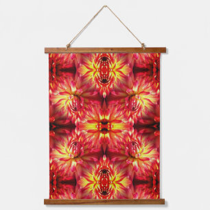 Red Dahlia Flower Abstract Nature Pattern  Hanging Tapestry