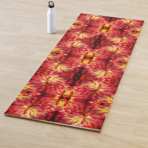 Red Dahlia Flower Abstract Nature Yoga Mat