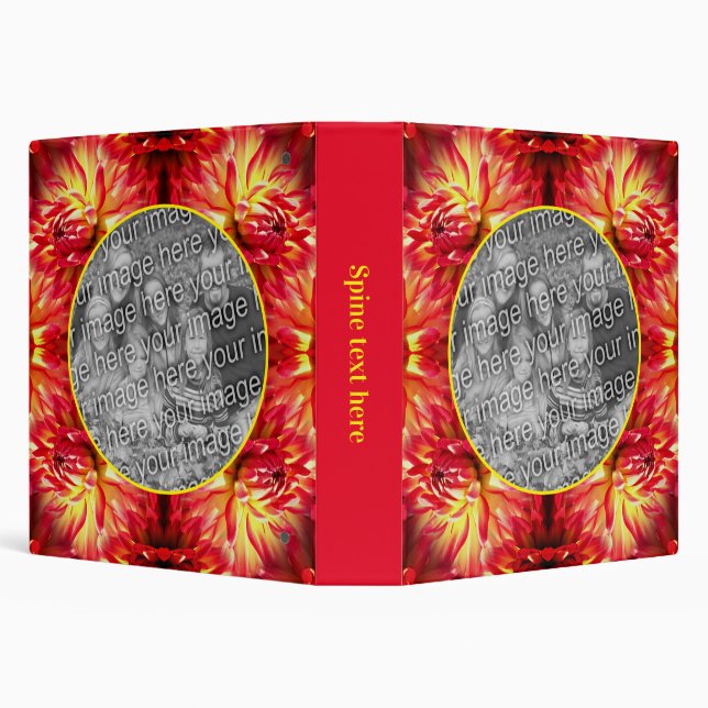 Red Dahlia Flower Frame Create Your Own Photo Binder (Background)