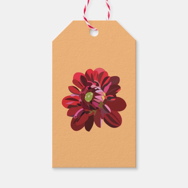 Red Dahlia Flower Gift Tags (Front)