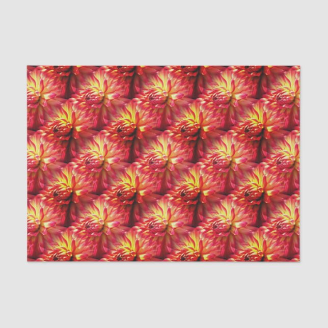Red Dahlia Flower Nature Pattern  Tissue Paper (Front)