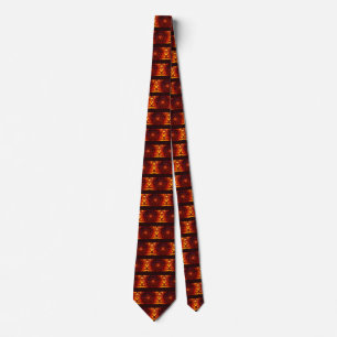 RED DAHLIA FLOWERS Abstract Floral ,Black Stripes Tie