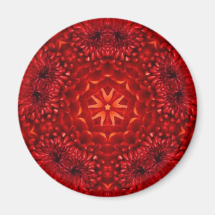 RED DAHLIA FLOWERS Abstract Floral Magnet
