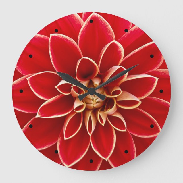 Red Dahlia Large Clock (Front)