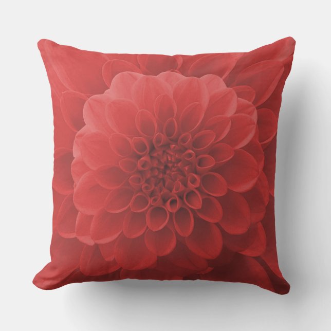 Red Dahlia Outdoor Pillow (Front)