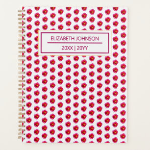 Red Dahlia Pattern Daily Personalized Planner