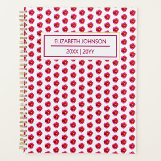 Red Dahlia Pattern Daily Personalized Planner